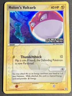 2005 Pokemon Holon's Voltorb 71/113 Delta Species Stamped Reverse Holo HP - Image 1