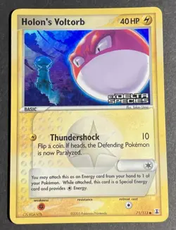 2005 Pokemon Holon's Voltorb 71/113 Delta Species Stamped Reverse Holo HP - Image 2