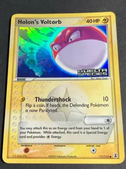 2005 Pokemon Holon's Voltorb 71/113 Delta Species Stamped Reverse Holo HP - Image 3