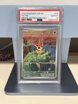 2 2025 Pokemon SVP En Unova Victini Illustration Collection #208 Victini PSA 10 - Image 1