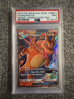 Pokemon Charizard Hidden Fates Black Star Promo Tin SM211 PSA 9 - Image 1