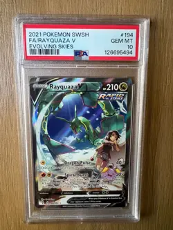 Pokemon 2021 Evolving Skies Rayquaza V 194/203 Alt Full Art PSA 10 - Image 1