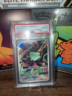 2025 Pokemon Bulbasaur 133/132 Mega Evolution Enhanced Stamped PSA 8 Promo - Image 1