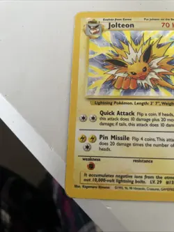 MP Jolteon Holo Rare Pokemon Card WOTC TCG 4/64 Jungle Set Vintage - Image 4