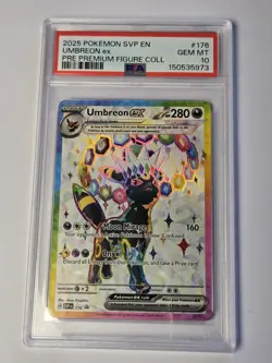 2025 Pokemon SVP EN Umbreon ex Pre Premium Figure Coll #176 PSA 10 GEM MT - Image 1