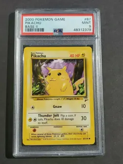 Pokemon PSA 9 PIKACHU 87/130 - BASE SET 2 - COMMON NON HOLO - MINT - Image 1