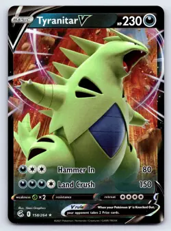 Tyranitar V 158/264 Holo V Rare Fusion Strike Pokemon Near Mint - Image 1