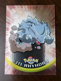 NM! HOLO FOIL Rhyhorn #111 Topps Series 2 Non-Holo Blue Logo Pokemon TCG - Image 1