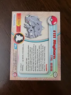 NM! HOLO FOIL Rhyhorn #111 Topps Series 2 Non-Holo Blue Logo Pokemon TCG - Image 2