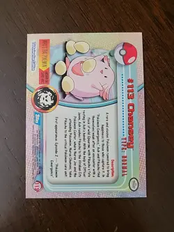 MP! HOLO FOIL 2000 Topps Pokemon Tv Animation Edition #113 Chansey Blue Label - Image 2