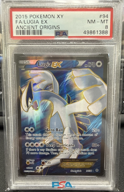 2015 POKEMON XY ANCIENT ORIGINS #94 FULL ART/LUGIA EX PSA 8 - Image 1