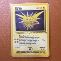Pokemon TCG Zapdos 15/62 Fossil Holo Rare Unlimited 80 HP English 1999 - Image 1
