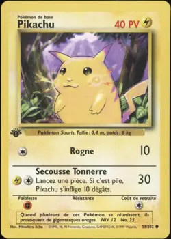 1999 Pokemon FRENCH 1st Edition Base Set Pikachu 58/102 GOOD WATER DAMAGED - Image 1