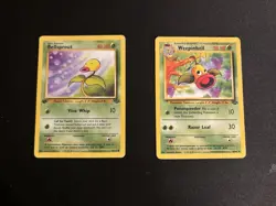 1999 Pokemon Bellsprout 49/64 + Weepinbell 48/64 1st Edition Jungle WOTC Lot - Image 1