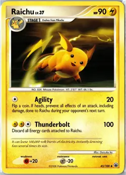 Pokemon Card - Raichu 45/100 Majestic Dawn Uncommon Moderately Played - Image 1