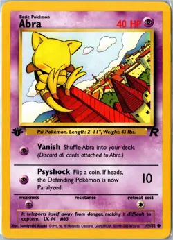 Pokemon Card - Abra Team Rocket 49/82 2000 Common 1st Edition Moderately Played - Image 1