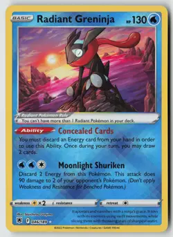 Radiant Greninja 046/189 Radiant Rare Astral Radiance Pokemon Holo Damaged - Image 1