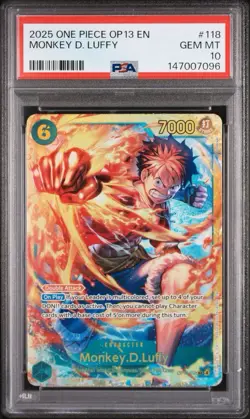2025 One Piece Monkey D. Luffy OP13-118 Secret Rare Carrying On His Will PSA 10 - Image 1