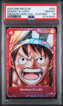 One Piece PSA 10 Monkey D. Luffy 022 Premium Card Collection Film Red 2023 - Image 1