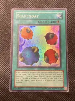Yugioh Unlimited Scapegoat Super Rare Holo SDJ-041 MP / Damaged FREE SHIPPING - Image 1