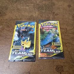 2x Pokemon TCG Sun Moon Team Up 3-Card Booster Pack - Image 1