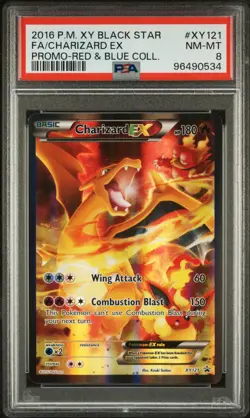 PSA 8 NM-MT Charizard EX XY121 Black Star Promo FULL ART HOLO PROMO Pokemon Card - Image 1