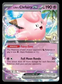 Lillie's Clefairy ex 076/217 Double Rare Ascended Heroes Pokemon tcg NM - Image 1