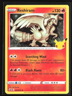 Pokemon TCG - Reshiram Holo Holo Rare Celebrations 002/025 NM - Image 1