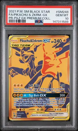 2021 Pokemon SM Black Star Promos SM248 Pikachu & Zekrom GX PSA 10 147311589 - Image 1