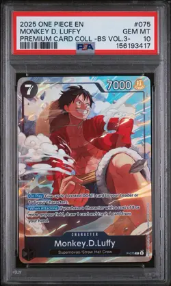 PSA 10 2025 One Piece Monkey D Luffy P-075 Premium Card Collection BS Vol. 3 💎 - Image 1