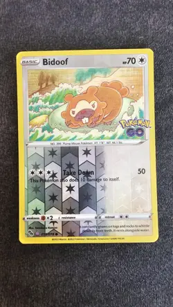 Pokemon Go Reverse Holo Bidoof Peelable Ditto Card 059/078 NM Condition - Image 1