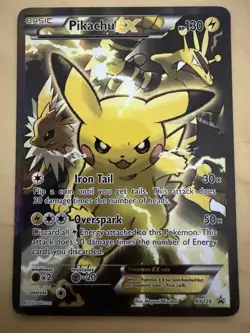 Pokemon TCG Pikachu EX XY124 Black Star Promo Full Art Holo Card - MP - Image 1