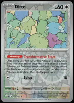 Ditto 132/165 Rare 151 Pokemon Reverse Holo Near Mint - Image 1