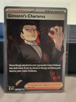 Pokemon TCG Giovanni's Charisma Scarlet & Violet Holo Ultra Rare Card 197/165 - Image 1