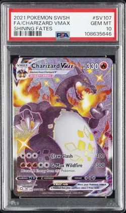 2021 POKEMON SWORD & SHIELD SHINING FATES #SV107 FULL ART/CHARIZARD VMAX PSA 10 - Image 1