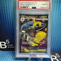 2025 POKEMON PFL MEGA SHARPEDO EX FULL ART EN-PHANTASMAL FLAMES 113 PSA 10 - Image 1