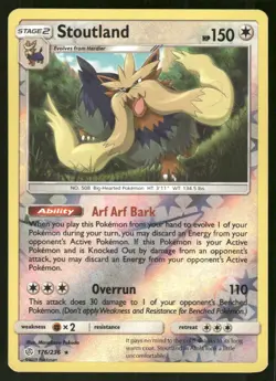 Pokemon Tcg Stoutland [Reverse Holo] #176 Pokemon Cosmic Eclipse NM - Image 1