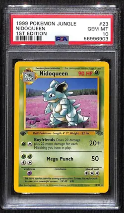 1999 Pokemon Nidoqueen, 1st Edition Jungle #23/64, PSA 10 Gem Mint - Image 1