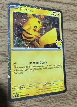 Pikachu 051/162 Pokemon GO Cosmo Holo English Pokemon TCG Card HP 70 Fart Swirl - Image 1