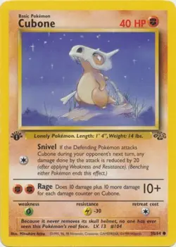 Pokemon Card - Jungle 50/64 - CUBONE (common) **1st Edition** - NM - Image 1