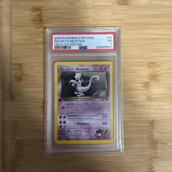 Pokemon PSA 1 Poor 2000 Rocket's Mewtwo 1st Edition Gym Challenge Holo Card - Image 1