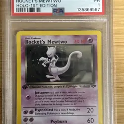 Pokemon PSA 1 Poor 2000 Rocket's Mewtwo 1st Edition Gym Challenge Holo Card - Image 2