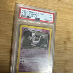 Pokemon PSA 1 Poor 2000 Rocket's Mewtwo 1st Edition Gym Challenge Holo Card - Image 3
