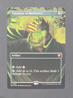 MTG Talisman of Resilience Borderless Foil Secrets of Strixhaven SOC 0432 Codex - Image 1