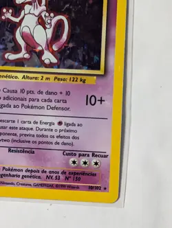 Pokemon Mewtwo 10/102 Base Set Holo Rare Basic 60 HP Portuguese Unlimited - Image 4