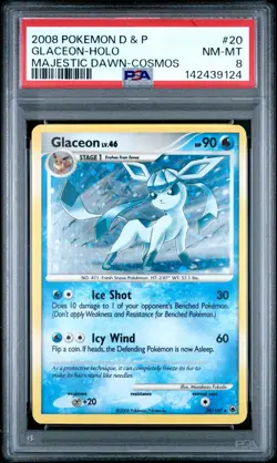 Glaceon 20/100 PSA 8 Cosmos Holo Majestic Dawn D&P Pokemon - Image 1