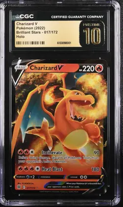 Pokemon Charizard V Brilliant Stars Holo Ultra Rare #017 CGC 10 Pristine - Image 1