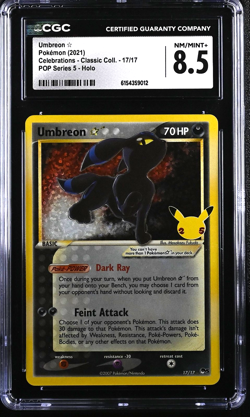 2021 Pokemon TCG Celebrations Umbreon #17 Classic Collection Gold Star CGC 8.5 - Image 1
