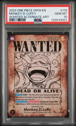 2024 One Piece Monkey D. Luffy #119 Wanted Alt Art OP09 PSA 10 - Image 1