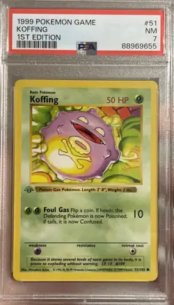 Pokemon Koffing Base Set Shadowless 1st Edition #51 PSA 7 Grey Stamp - Image 1